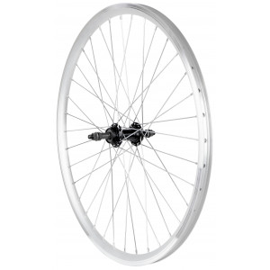 Takapyörä 26" alloy freewheel hub, DoubleWall silver rim
