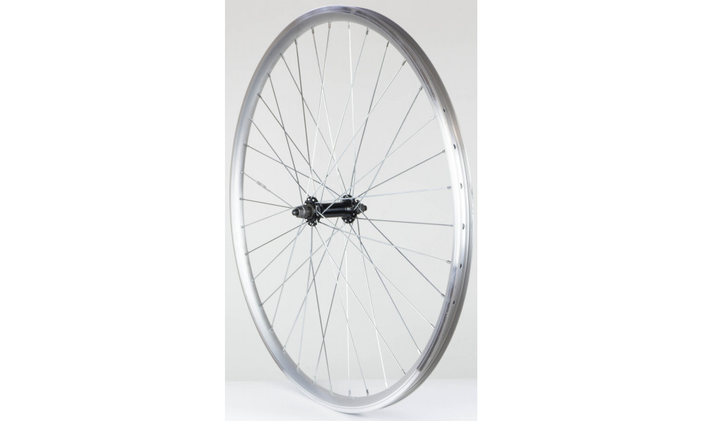 Etupyörä 28" Alu hub, machinery bearings doublewall silver rim 