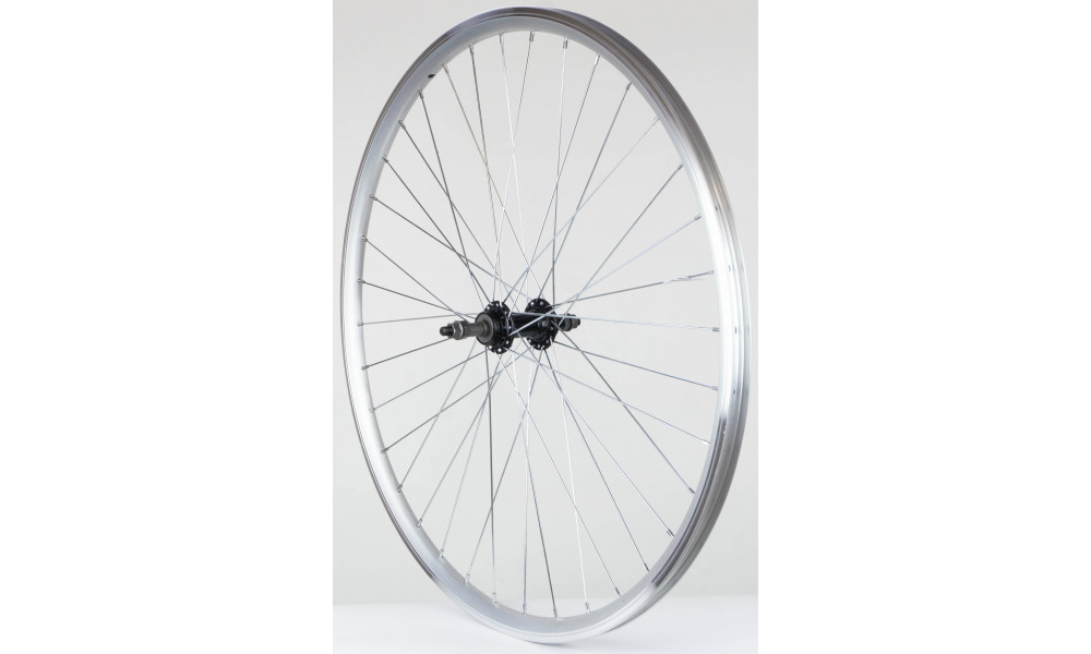 Takapyörä 28" alloy freewheel hub (machinery bearings), DoubleWall silver rim 