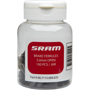 Jarrukuoren päätyholkit SRAM 5mm alu 100kpl. bottle black