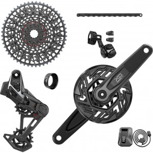 Sarja ryhmävaihteiston osia SRAM X0 Eagle T-Type AXS E-MTB Brose 1x12-speed 165mm 36Tx10-52T