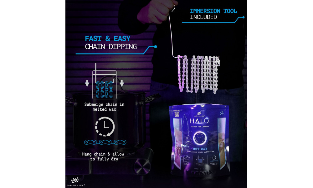 Kuumavaha pyörän ketjuille Finish Line HALO Hot Wax 600g - 6 Kuumavaha pyörän ketjuille Finish Line HALO Hot Wax 600g - 6