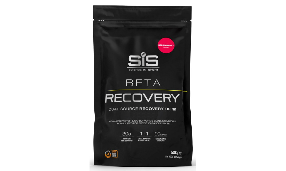 Ravintolisäjauhe SiS Beta Recovery Strawberry 500g 