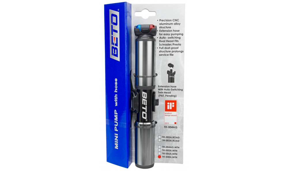 Pumppu BETO Mini Alu TH-008AN grey with hose 5.5bar - 5