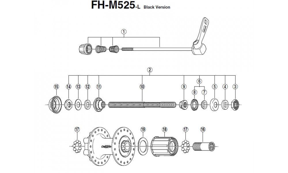 Takanapa Shimano DEORE FH-M525 Disc 6-bolt 9/10-speed 