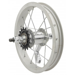 Takapyörä 12" single speed hub, wide alloy singlewall rin