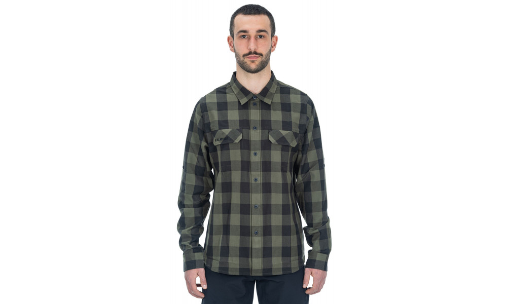 Paita Cube Work L/S olive check - 1