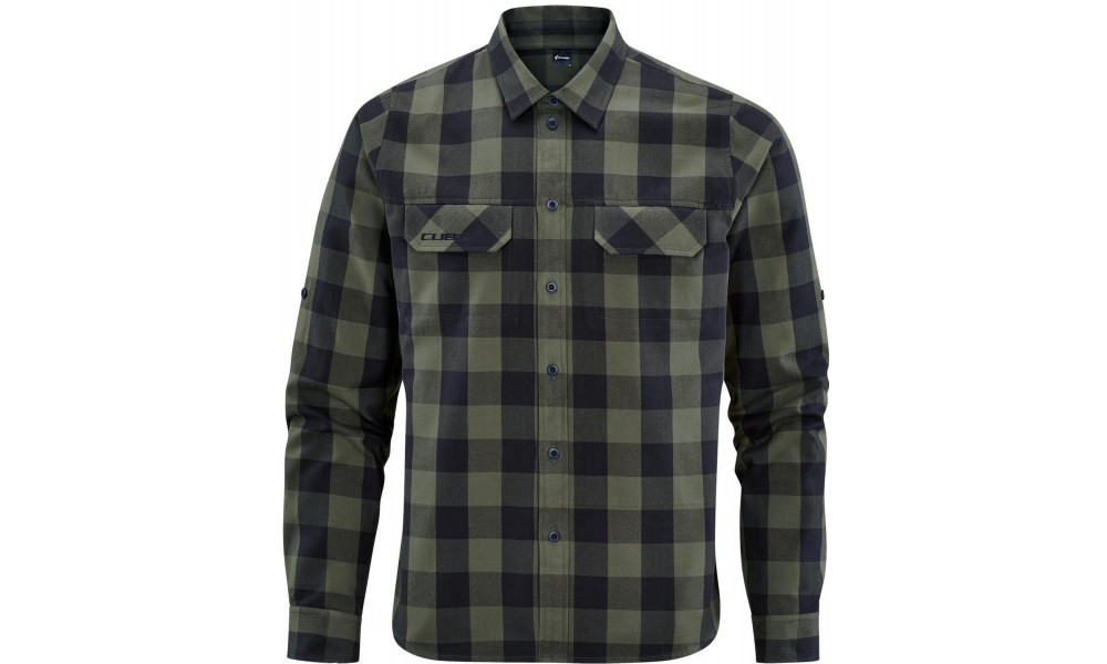 Paita Cube Work L/S olive check - 4