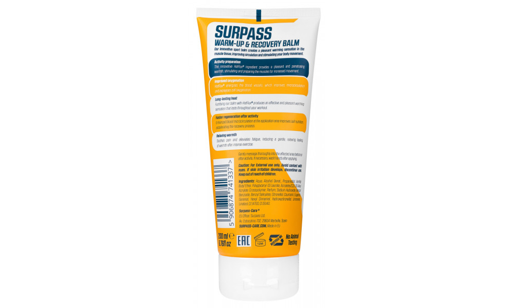 Lämmittävä balsami Surpass Warm-up & Recovery 200ml - 4