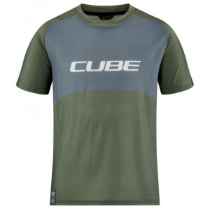 Cycling jersey Cube Vertex Rookie S/S TM olive'n'grey