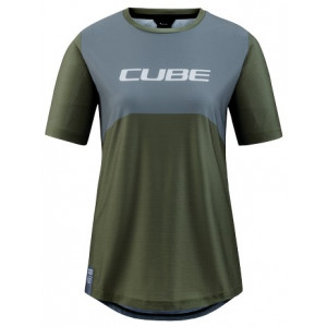 Cycling jersey Cube Vertex WS Round Neck TM S/S olive