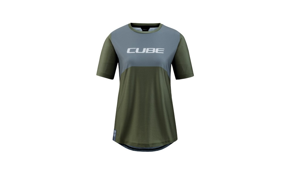 Cycling jersey Cube Vertex WS Round Neck TM S/S olive - 1