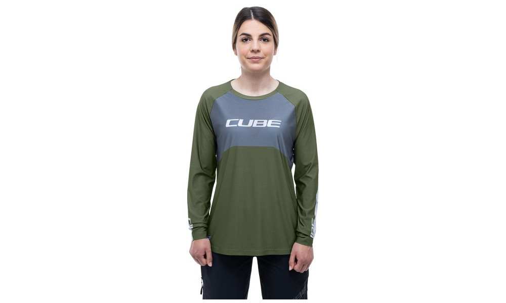 Cycling jersey Cube Vertex WS Round Neck TM L/S olive - 6
