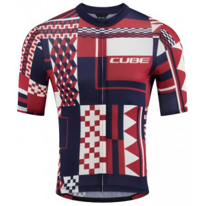 Cycling jersey Cube Blackline CMPT S/S blue'n'red'n'beige