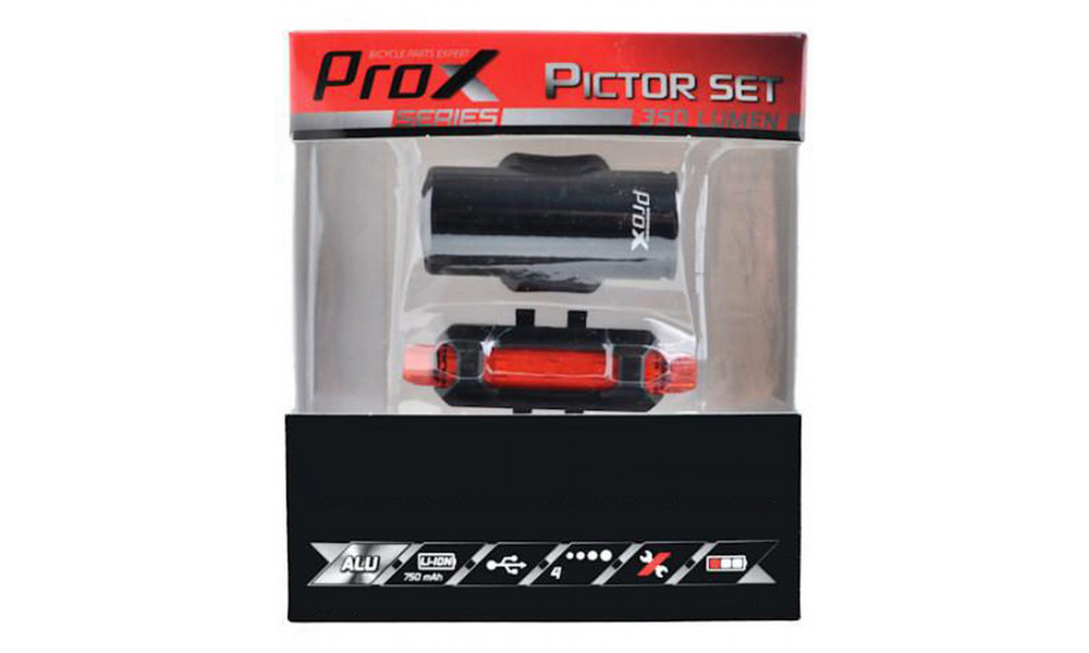 Valosarja ProX Pictor CREE 350Lm + 10Lm USB red - 2