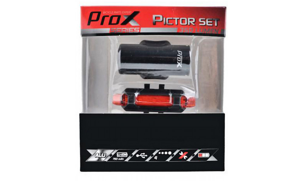 Valosarja ProX Pictor CREE 350Lm + 10Lm USB black - 2