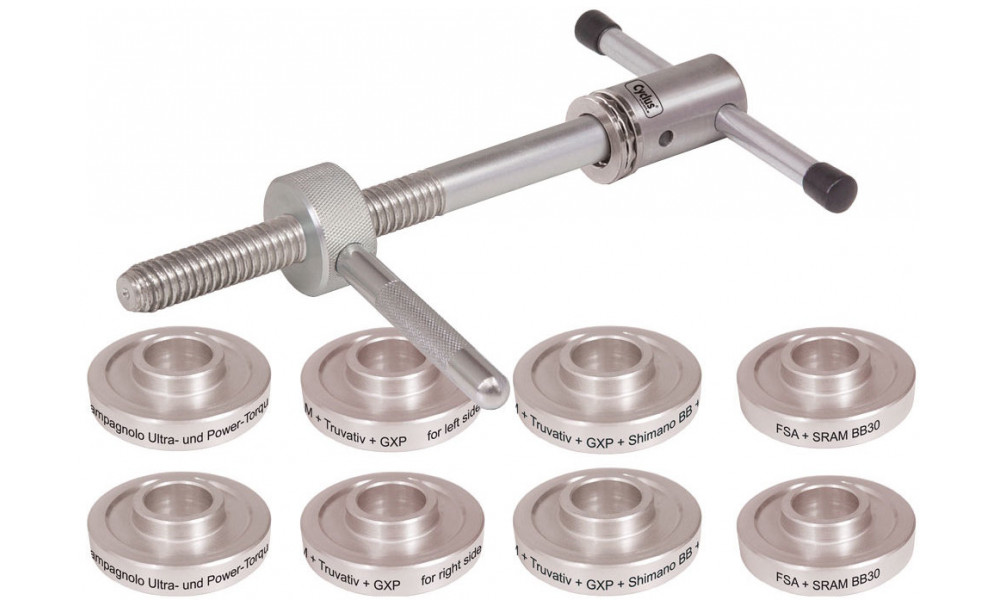Työkalusarja Cyclus Tools bottom bracket press with 5 bushing pairs for 24/30 mm Press-Fit Shimano / SRAM / Campagnolo / FSA (7 