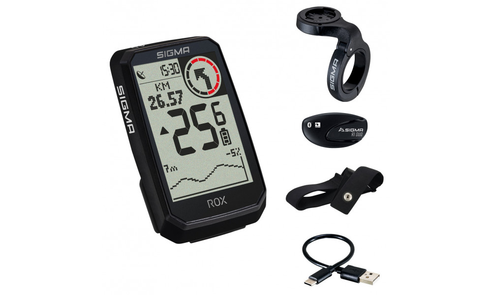 Pyörätietokone SIGMA ROX 4.0 Endurance GPS Black HR Set - 1