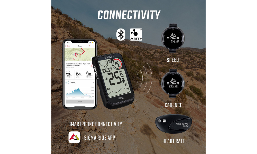 Pyörätietokone SIGMA ROX 4.0 Endurance GPS Black Sensor Set - 9