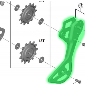 Ulkolevy vaihtajalle Shimano XTR Di2 RD-M9250 SGS