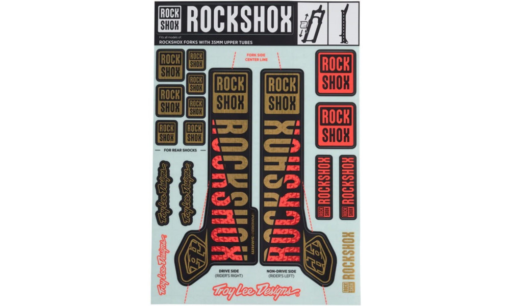 Haarukan tarra Rockshox 35mm Troy Lee Designs gold-orange 