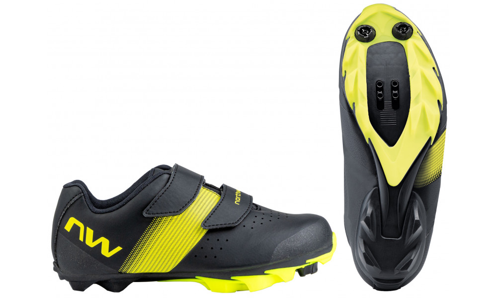 Pyöräilykengät Northwave Hammer Junior MTB XC black-yellow fluo - 1