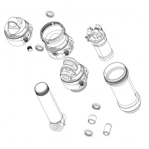 Takaiskunvaimentimen huolto-osa Rockshox damper shaft assembly Super Deluxe RC/RCT/RTR RC3/R A2 67.575mm A1