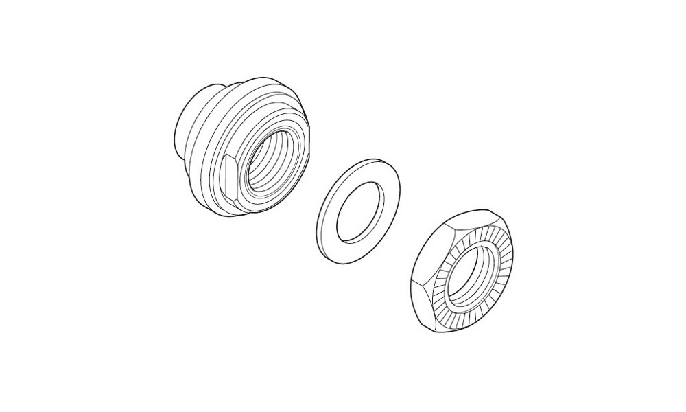 Kartio, aluslevyt ja mutteri Shimano WH-R501-R right hand 