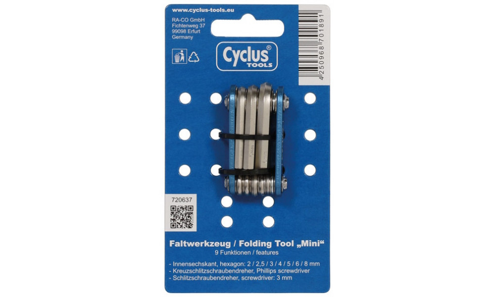 Työkalu Cyclus Tools Mini 9in1 Multitool taitettava (720637) - 3