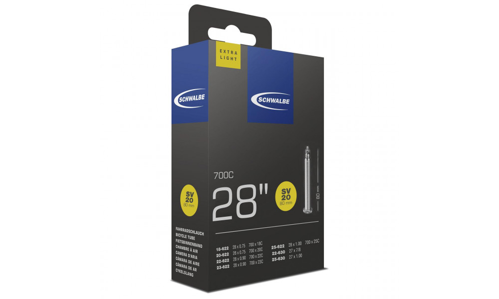 Sisäkumi 28/27" Schwalbe SV20 ExtraLight XXlong (18/25-622) - 1