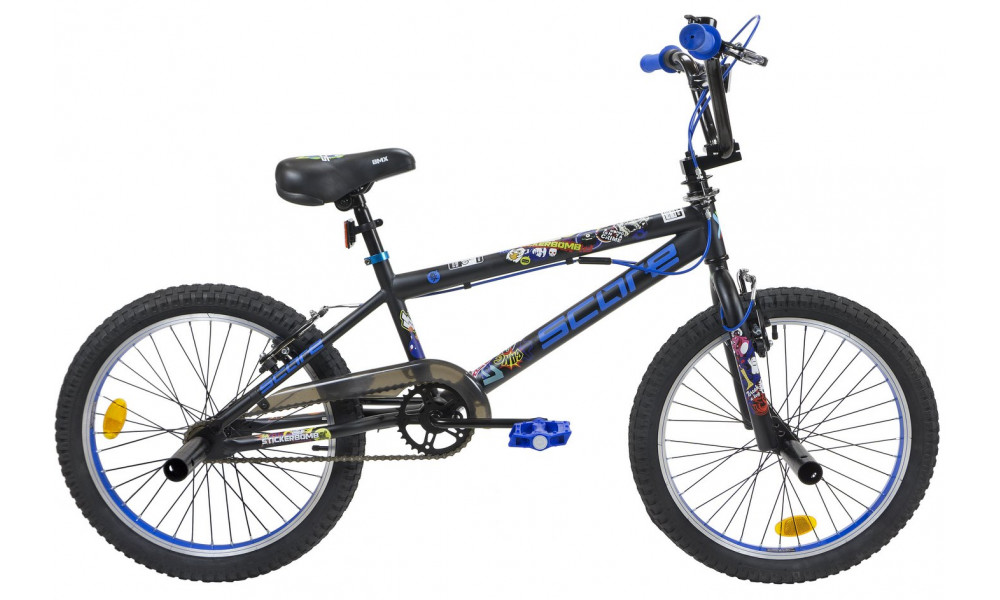 Dviratis SCORE Stickerbomb BMX black-blue - 6