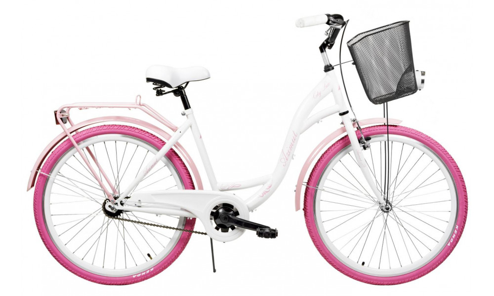 Polkupyörä AZIMUT City Lux 26" 2025 with basket white-pink - 2