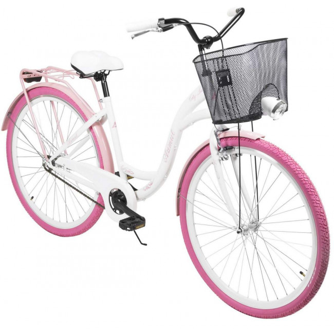 Polkupyörä AZIMUT City Lux 28" 2025 with basket white-pink