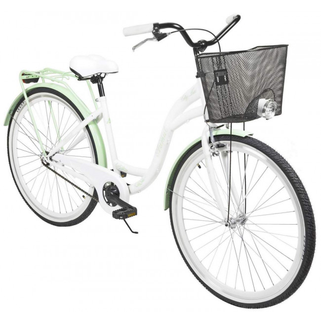 Polkupyörä AZIMUT City Lux 28" 2025 with basket white-mint