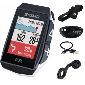 Pyörätietokone SIGMA ROX 11.1 Evo GPS White HR Set
