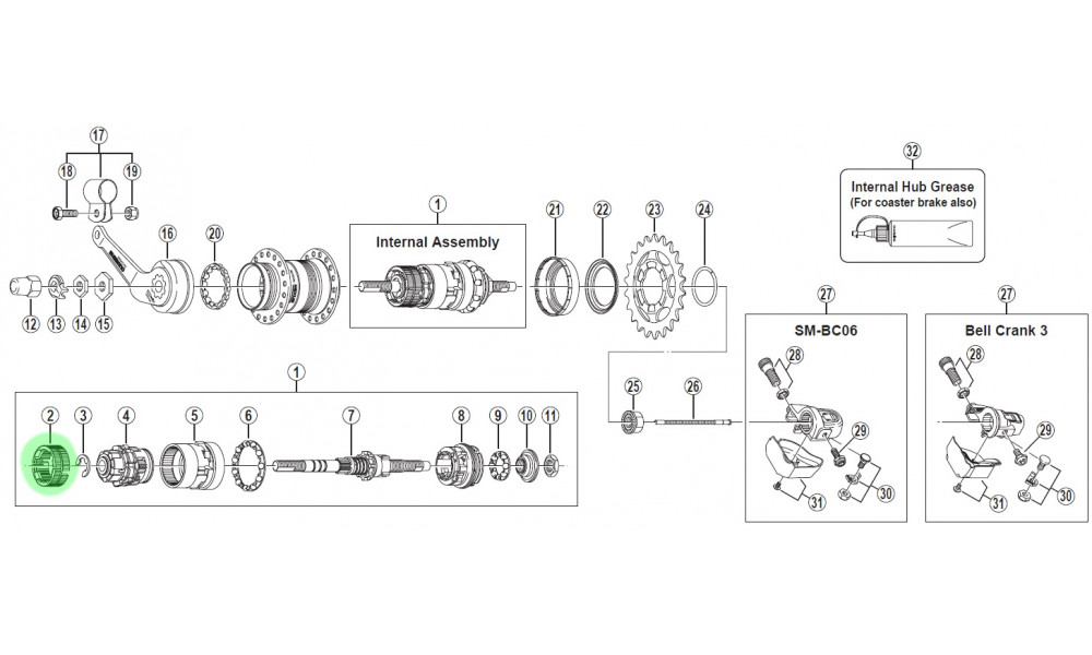 Takaosan sisänapan varaosa brake shoe unit Shimano NEXUS SG-3C40 