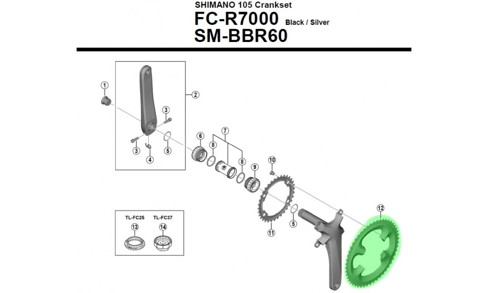 Eturatas Shimano 105 FC-R7000 53T 