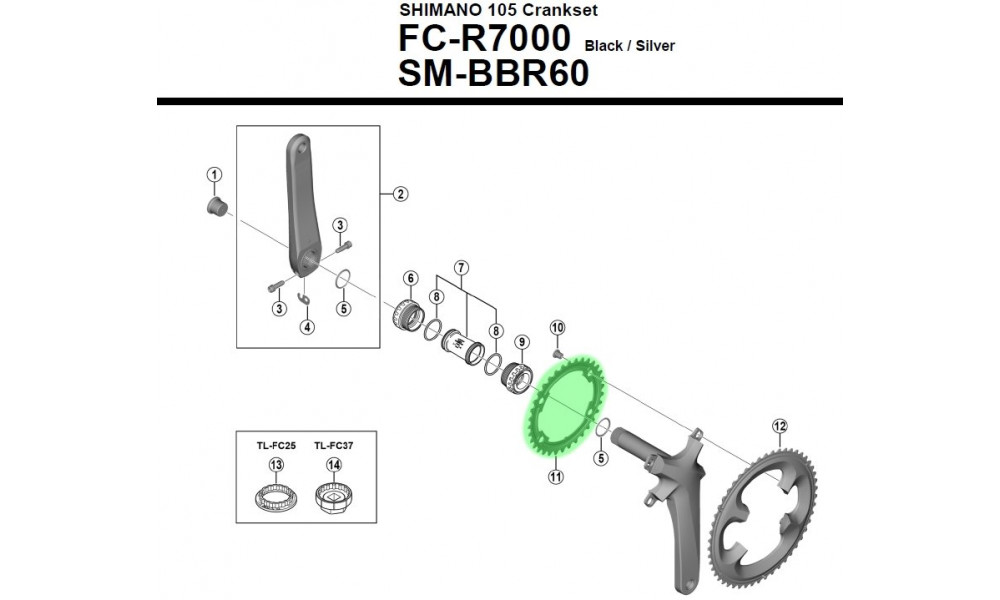 Eturatas Shimano 105 FC-R7000 34T 