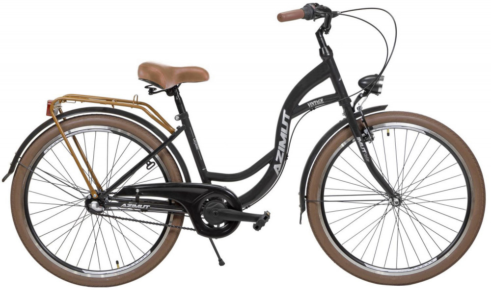 Polkupyörä AZIMUT Vintage 26" 3-speed 2024 black-cream matt 