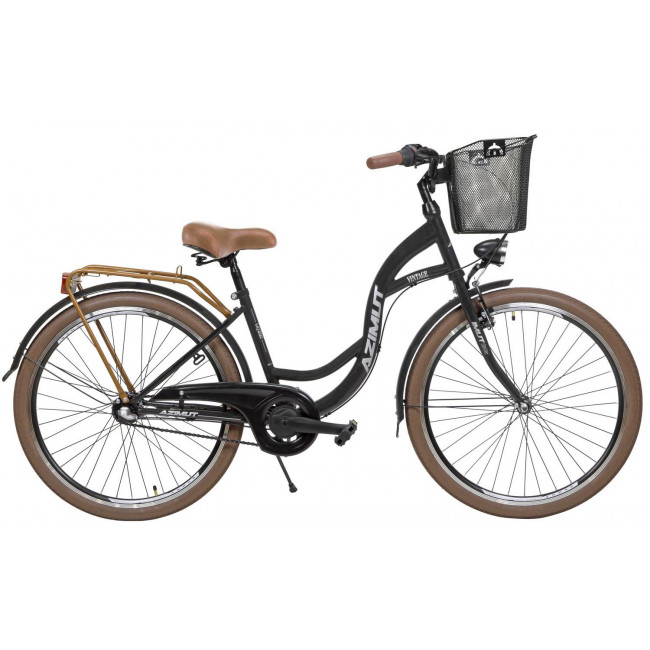 Polkupyörä AZIMUT Vintage 26" 3-speed 2024 with basket black-cream matt