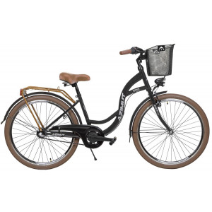 Polkupyörä AZIMUT Vintage 26" 3-speed 2024 with basket black-cream matt