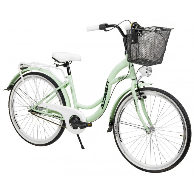 Polkupyörä AZIMUT Vintage 26" 3-speed 2024 with basket mint-white matt