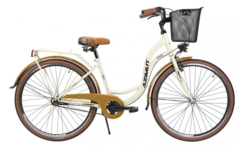 Polkupyörä AZIMUT Vintage 28" 3-speed 2024 with basket cream-brown semi-matt 