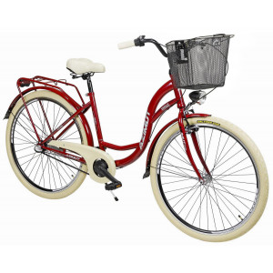 Polkupyörä AZIMUT Vintage 28" 3-speed 2024 with basket burgund-cream shiny