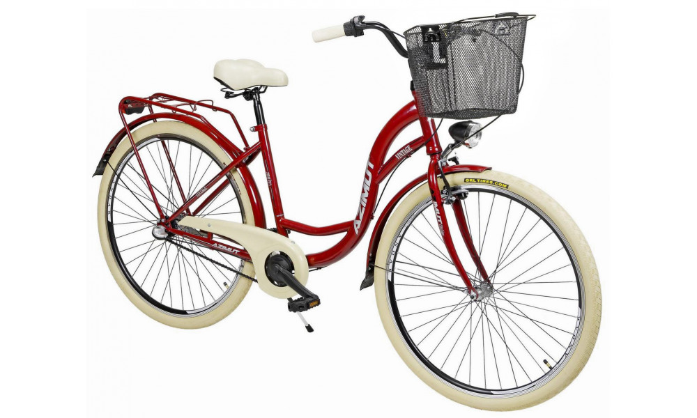 Polkupyörä AZIMUT Vintage 28" 3-speed 2024 with basket burgund-cream shiny 