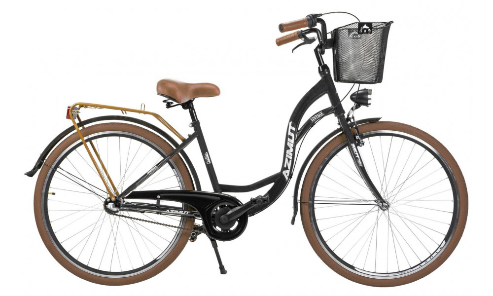 Polkupyörä AZIMUT Vintage 28" 3-speed 2024 with basket black-cream matt 