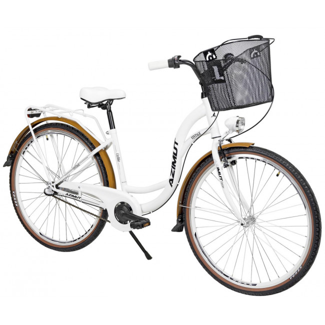 Polkupyörä AZIMUT Vintage 28" 3-speed 2024 with basket white-cream matt