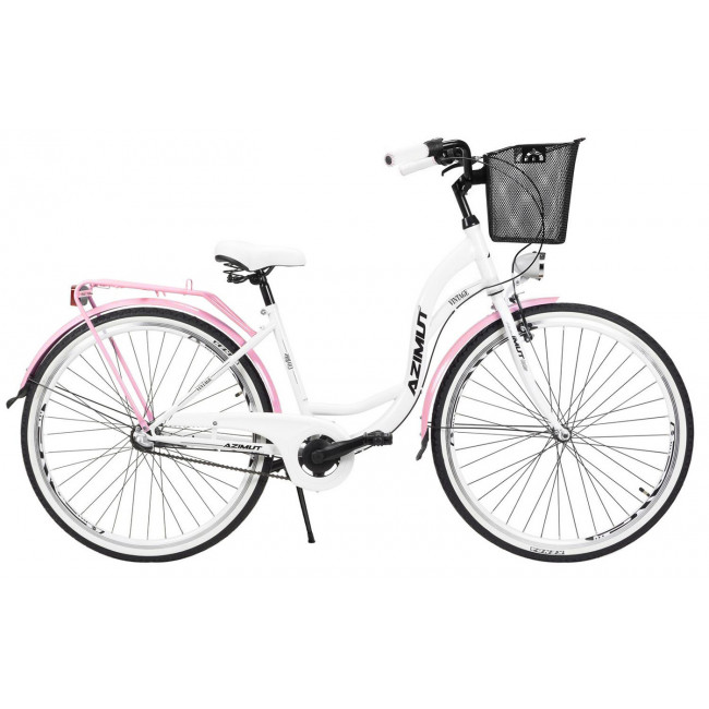 Polkupyörä AZIMUT Vintage 28" 3-speed 2024 with basket white-pink shiny