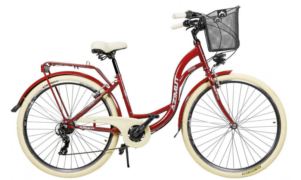 Polkupyörä AZIMUT Vintage TX-7 28" 2024 with basket burgund-cream shiny - 9