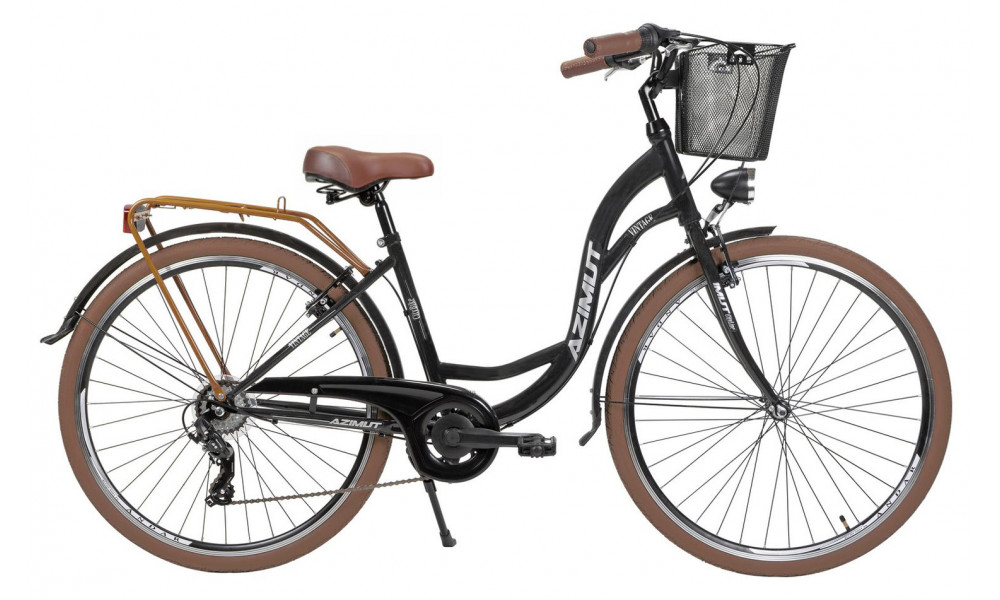 Polkupyörä AZIMUT Vintage TX-7 28" 2025 with basket black-cream matt 